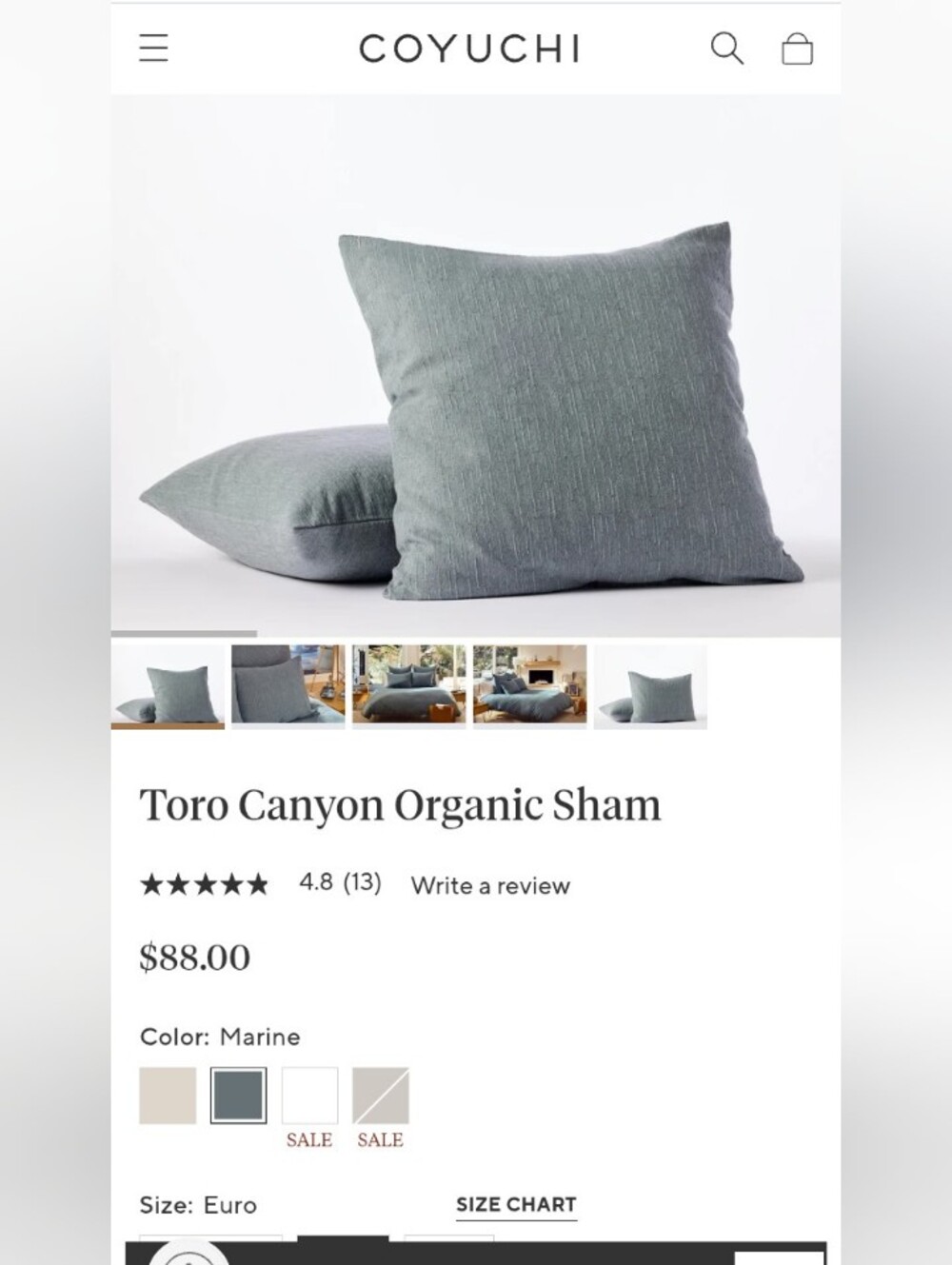 Coyuchi: Gots Certified Organic Sham Euro Home Anthropologie